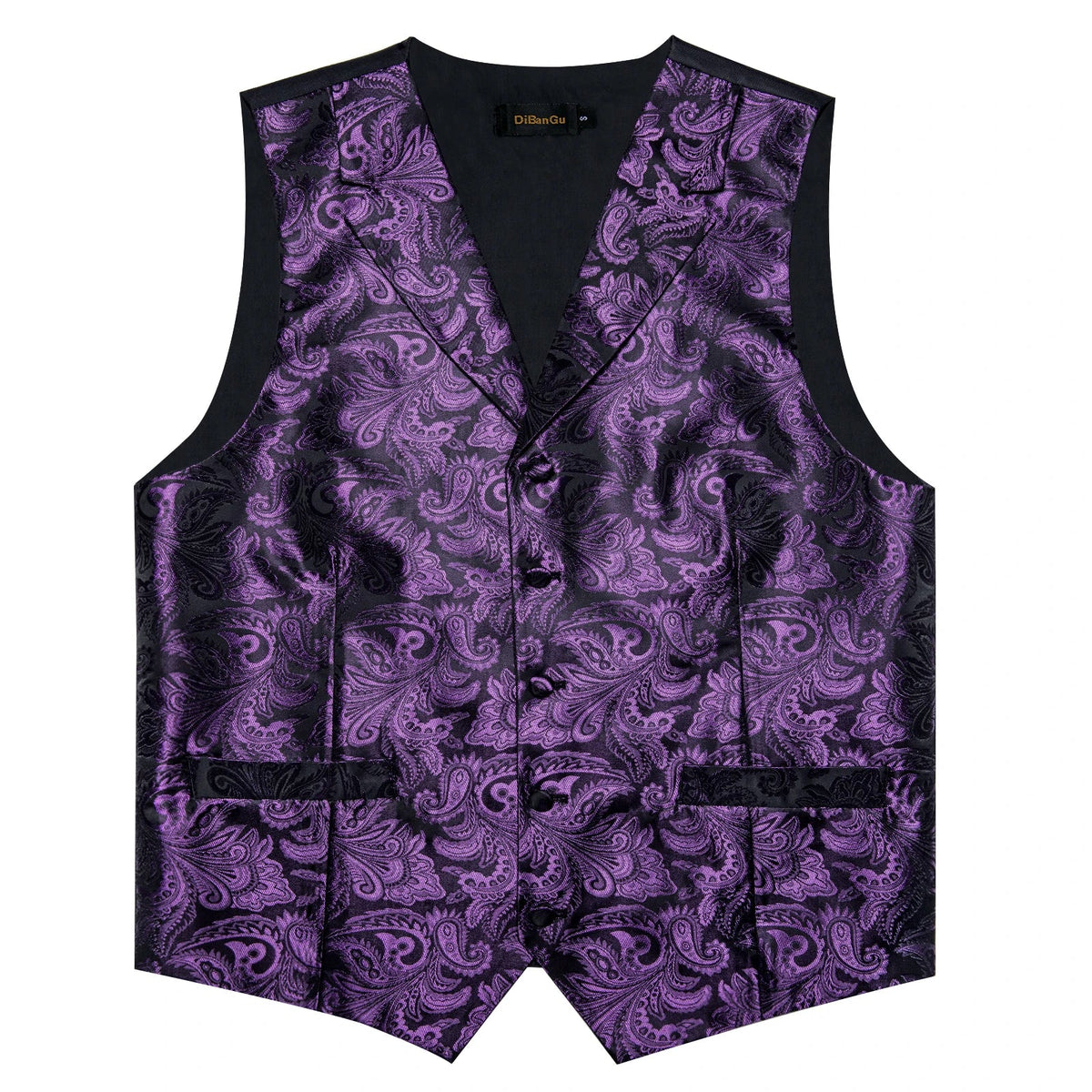 Men's Paisley Suit Vest – Single-Breasted Waistcoat with Tie, Handkerchief & Cufflinks for Weddings & Banquets