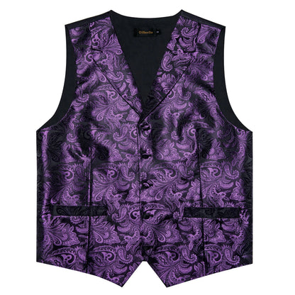 Men's Paisley Suit Vest – Single-Breasted Waistcoat with Tie, Handkerchief & Cufflinks for Weddings & Banquets