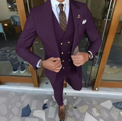 Men's 3-Piece Slim Fit Suit | Wedding Groom Formal Tuxedo in Multiple Colors