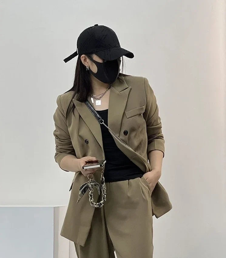 Clothes Jacket Brown Over Coats for Women Black Blazer Woman Dress Outerwears Loose Long Solid on Promotion Sale 2025 Autumn New