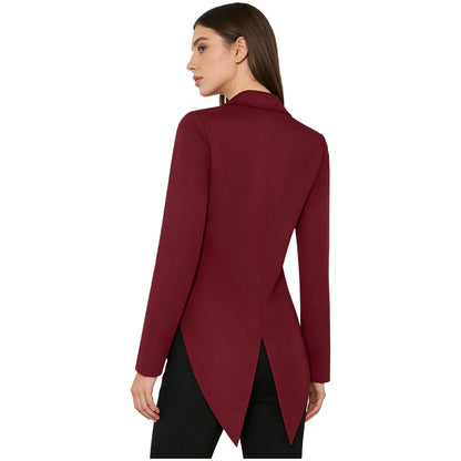 Womens Tailcoat Blazer Vintage Swallowtail Jacket Lapel Tuxedo Coat Outerwear for Nightclub Cocktails Waitress Cosplay Costume
