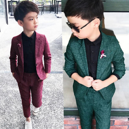 Kids Wedding Ceremony Slim Suit Children Formal Blazers Pants 2Pcs Photography Clothes Good Quality Baby Boys Handsome Suit