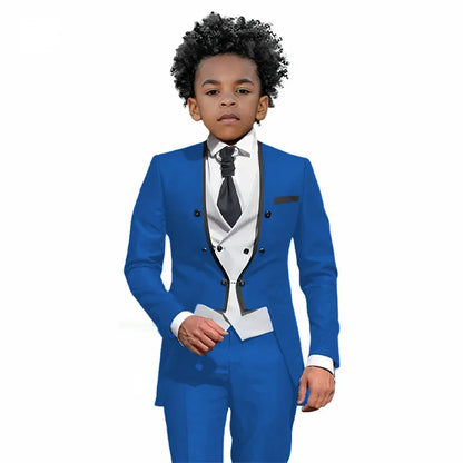 2026 Autumn Handsome Wedding Suits 3 Pieces For Kids, Boys Slim Fit Tuxedo Performance Costumes,Formal Blazer Banquet Outfit