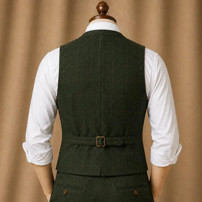 Men's Herringbone Vest Single Breasted Formal Waistcoat for Wedding & Business