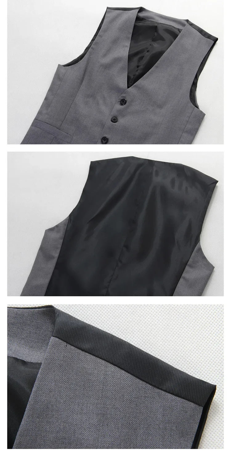 Men's Single Breasted Vest – Slim Fit Formal Waistcoat for Business & Weddings | Grey, Navy Blue, Black | Plus Size up to 7XL