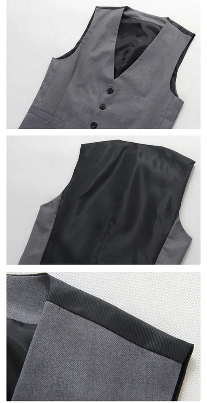Men's Single Breasted Vest – Slim Fit Formal Waistcoat for Business & Weddings | Grey, Navy Blue, Black | Plus Size up to 7XL