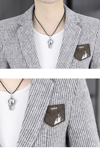 2025 Autumn Men's Casual Suit Jacket Fashion Slim Fit Striped Blazers Streetwear Social Business Versatile Formal Dress Coats