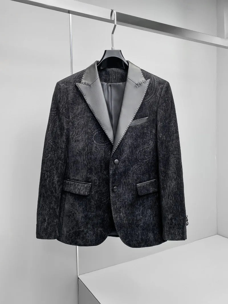 High Quality Retro Suit Jacket for Men Autumn Winter Fashion Wedding Groom Blazers Slim Fit Casual Busines Social Dress Coats