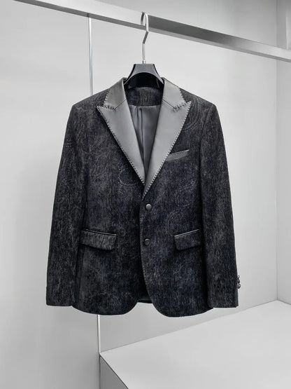 High Quality Retro Suit Jacket for Men Autumn Winter Fashion Wedding Groom Blazers Slim Fit Casual Busines Social Dress Coats