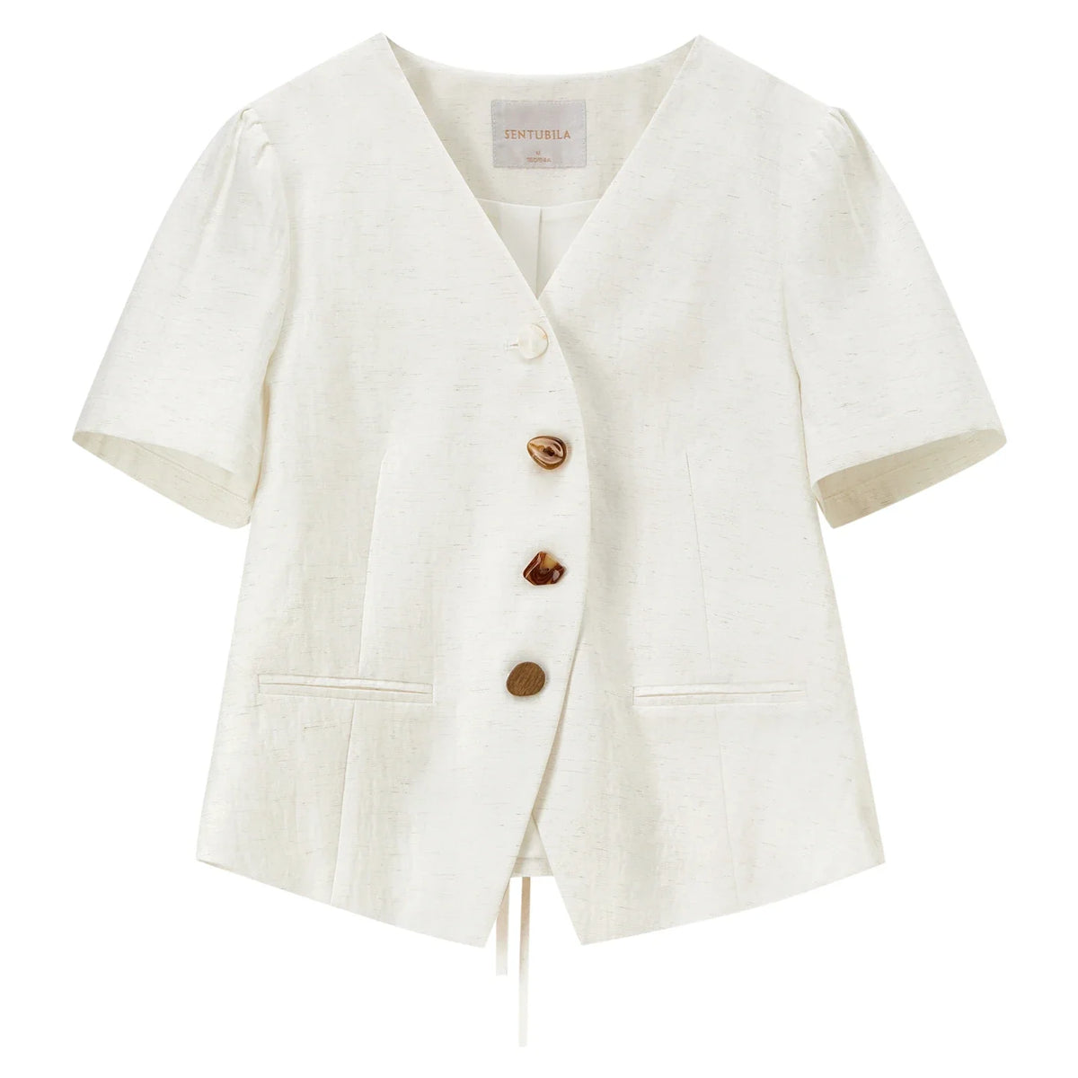 Women's Short Sleeve Blazer 2026 Summer Lyocell Linen Simple Commuter Slim Fit Tops Ladies Office Wear Q62XC7391