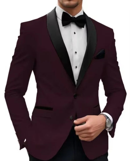 Formal |Wedding Men Suit Jacket Slim Fit Long Sleeve Shawl Lapel Single Breasted Blazer Business Coat Work Office Jacket Outwear