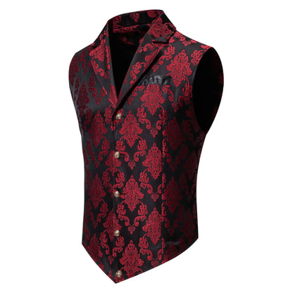 Men's Suit Vest Jacquard Smart Casual Single Breasted Slim Fit Waistcoat