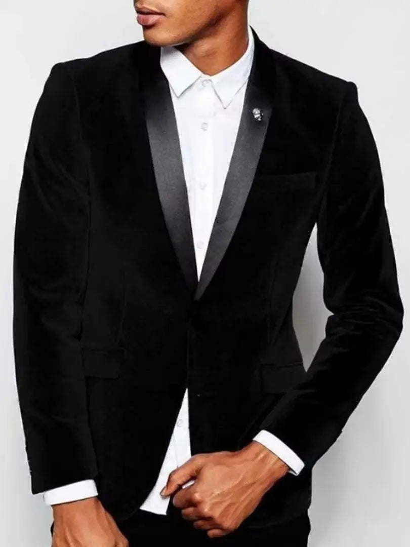 New Fashion Burgundy Velvet Jacket for Men Two Buttons Shaw Lapel Slim Fit Suit Blazer for Prom Party Wedding Business One Coat