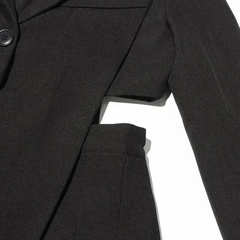 Women Blazer Asymmetric Single Breasted Waist Hollow Out Ruched Slim Fit Elegant Fashion High-end Dresses New Spring HK8685