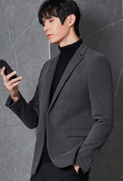Men's Premium Wool Blend Blazer Coat Autumn Winter Thickened Korean Style Casual Business Smart Casual Elegant Outerwear