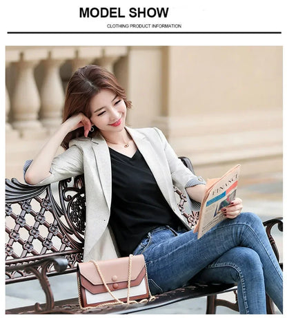 New Autumn Office Lady Solid Color Three Quarter Sleeve Blazer Women Casual One Button Formal Slim Fit Dress Suit Jacket Women