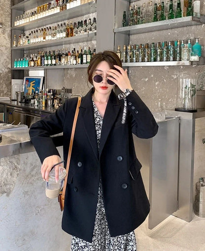 New Arrival 2025 Spring Autumn Women's Korean Loose Blazer Mid Length Solid Color Design Sense Versatile Daily Wear Student Look