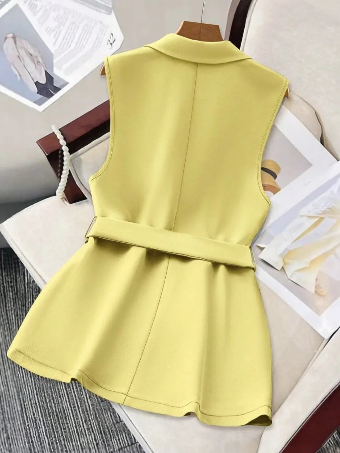 Fashion Sleeveless Slim Suit Collar Women Vest Spring Autumn New Single Breasted Elegant Lace Up Female Versatile Vest Tops 2025