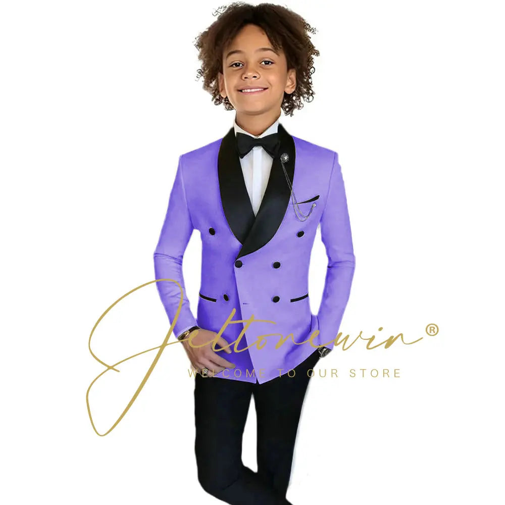 Boys Formal Suits Double Breasted Wedding Outfits Host Performance Costume for Children 2-16 Years Old Kids Birthday Blazer Set