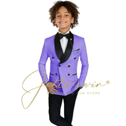 Boys Formal Suits Double Breasted Wedding Outfits Host Performance Costume for Children 2-16 Years Old Kids Birthday Blazer Set