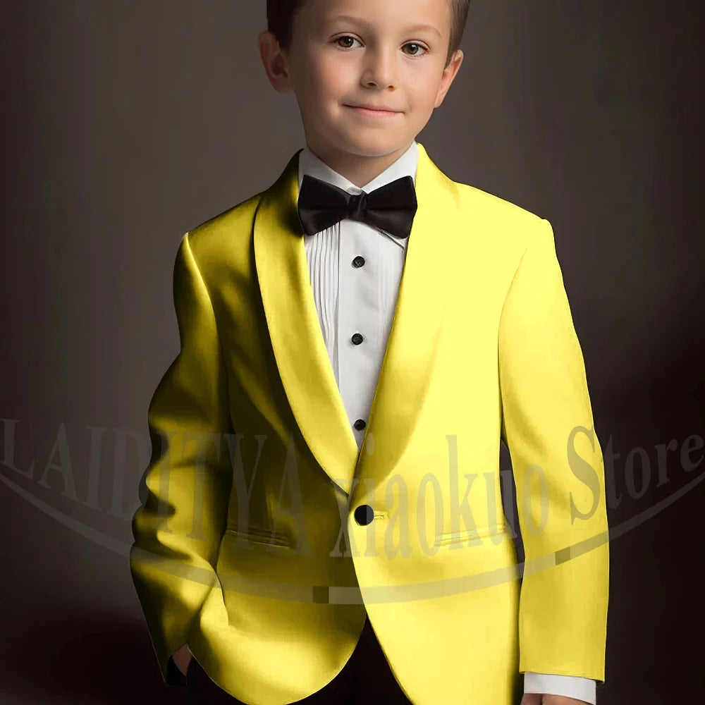 Chic Suits for Boy Cute Shawl Lapel One Button Blazer with Pants Party Costume Wedding Tuxedos 2 Piece Fashion Kids Clothes