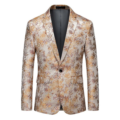 Men's Jacquard Blazer Single Breasted Slim Fit Smart Casual Wedding