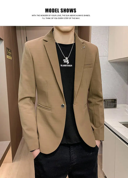 Blazer Outdoor Men's Velvet Fashion Business Korean-style Travel Wedding Solid Color Slimming Casual High Formal Wear Blazer