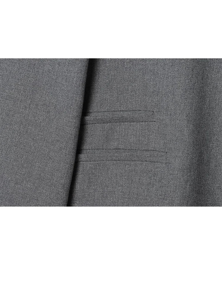 Elegant Women Solid Blazer Coat Spring Autumn Turtleneck Long Sleeve Single Breasted Straight Blazer Female Chic Suit Jacket