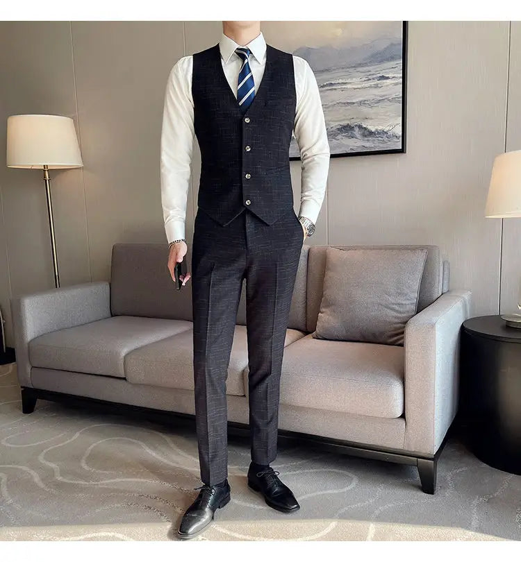 Suit  Men's Fashion Banquet Slimming Striped Dance Singer Trendy Host Casual Wedding Banquet Dress Male Star Performance Suit