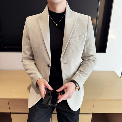 New Chinese Style Stand Collar Fashion Casual Suit Jacket Autumn Winter New Slim Fit Business Formal Social Prom Party Tuxedos