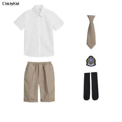 Child School Uniform Girls Korean Jacket Pleated Dress Summer Outfits Boys Blazer Formal Suits Shorts Kids Student Clothes Sets