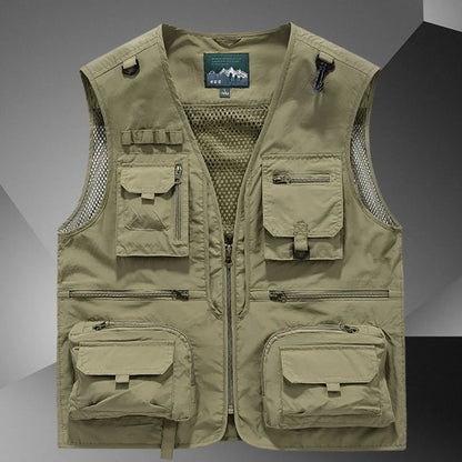 Men's Tactical Vest – Formal Workwear Sleeveless Waistcoat for Men – Multi-Pocket, All Seasons