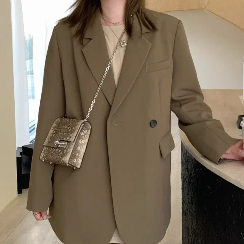Clothes Coats for Women Black Jacket Blazer Woman Solid Outerwears Loose Korean Style Popular Deals High Quality Fashion 2025