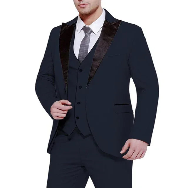 Elegant Champagne Wedding Men Suit Groom Tuxedo Slim Fit Prom Blazer Hombre Casual High Quality Custom 3 Piece Set Costume Homme