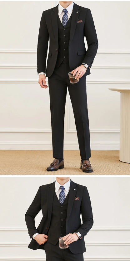 High Quality Elegant Single-Breasted Men Suit Fashion ltalian Style Slim High-end Business Groom Wedding Party Tuxedo 3/2 Pieces