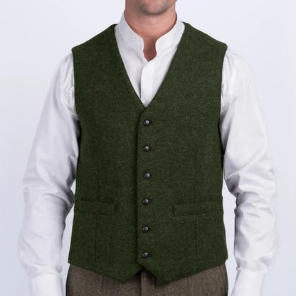 Men Vest Herringbone Single Breasted V-Neck Waistcoat for Wedding Business Formal Wear