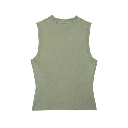 Women Elegant Solid Sleeveless Vest Double Breasted Decorative Slim Fit Short Chic Top 2026 Summer Casual Beach Vacation Top