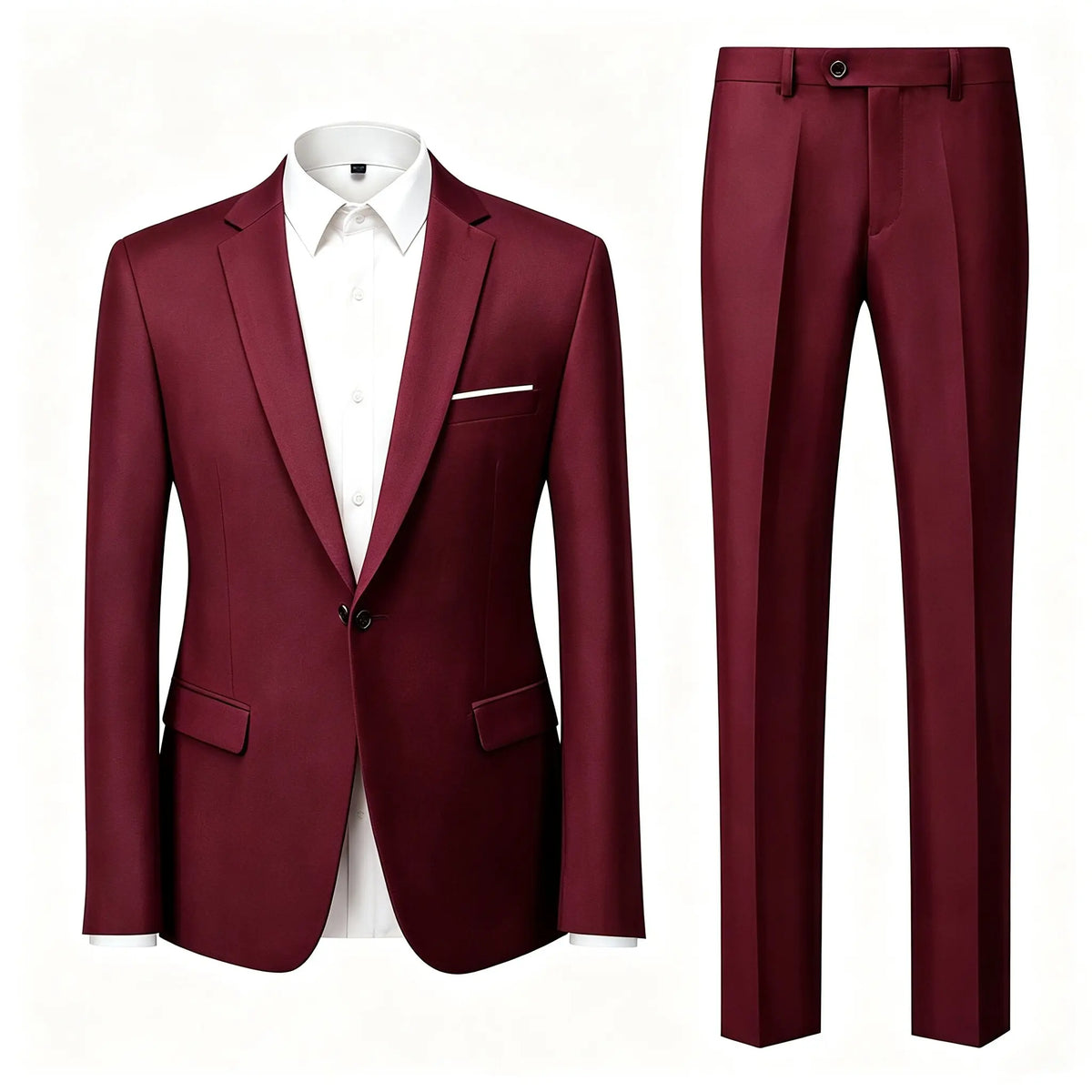 Men's Suit Set Wedding Elegant High Quality Blazer Pants Slim Fit Wrinkle Resistant Business Formal Breathable Durable