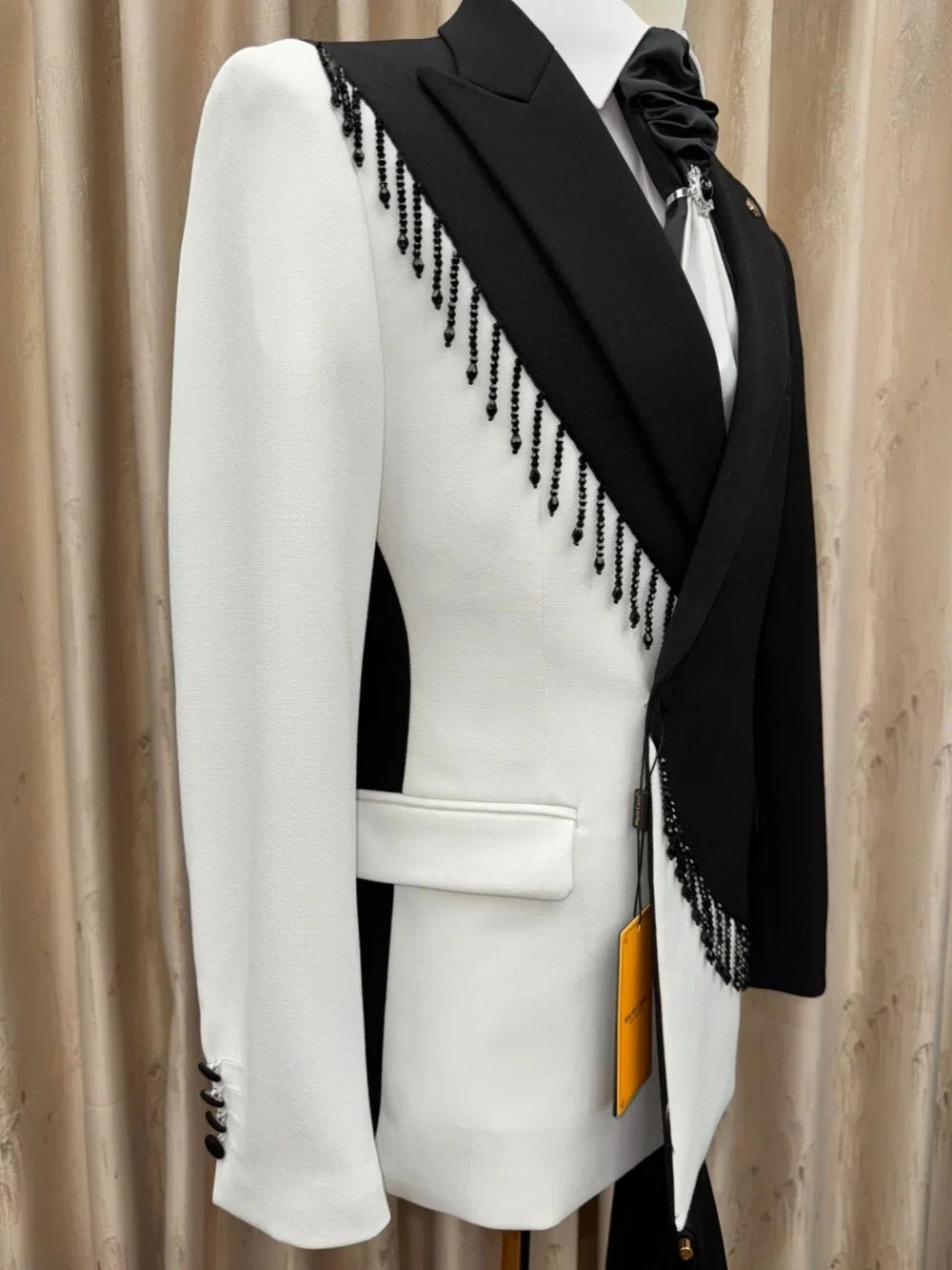 Opulent Tassel Color-blocked Suit sET 2 Pieces Jacket Pants Wedding Groom Sets Formal Men's Slim Fit Tuxedo Birthday Party Wear