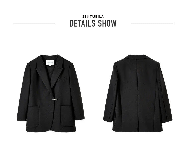 Black Blazer Suit Jacket Women 2026 Spring Fall Fashion Trend Elegant Office Ladies Work Wear Clothing 153XC3230X