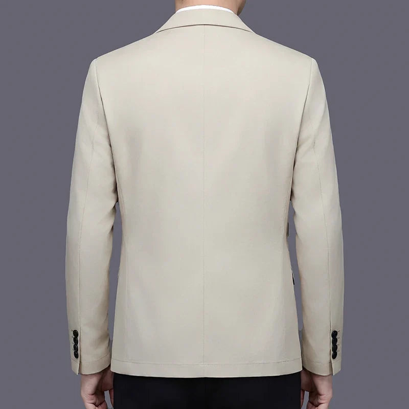 Men's Smart Casual Single-Breasted Collarless Blazer for Spring and Autumn
