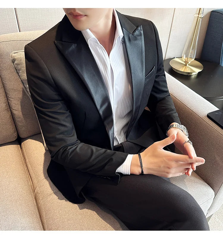 Men's Slim Fit Wedding Suit – Jacket, Vest & Pants | Smart Casual Black Tuxedo for Groom