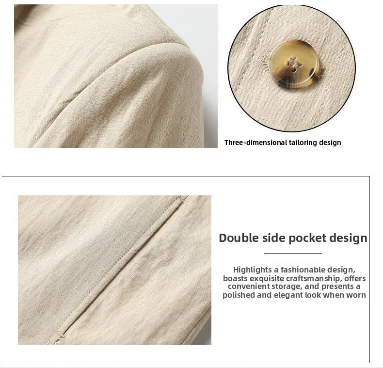 Outdoor Linen Men Jacket Fashionable and Casual for Camping, Fishing, Hiking, Driving and Photography Trips, Lightweight Jacket
