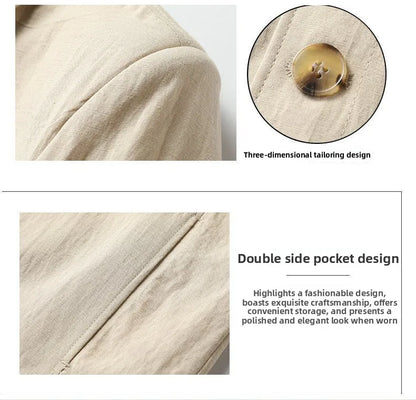 Outdoor Linen Men Jacket Fashionable and Casual for Camping, Fishing, Hiking, Driving and Photography Trips, Lightweight Jacket