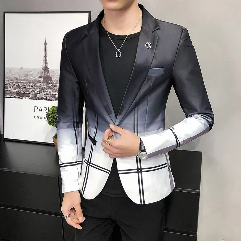 Men's Blazer Suit Jacket 2025 Spring New Fashion Korean Slim Suit Jacket Social Prom Dress Jacket Men's High Quality Clothing