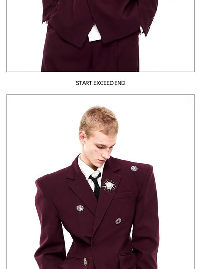 Luxury Temperament Niche Three-dimensional Patchwork Blazer Coat Men's 2025 Autumn Original Shoulder Pad Clothes JY4547