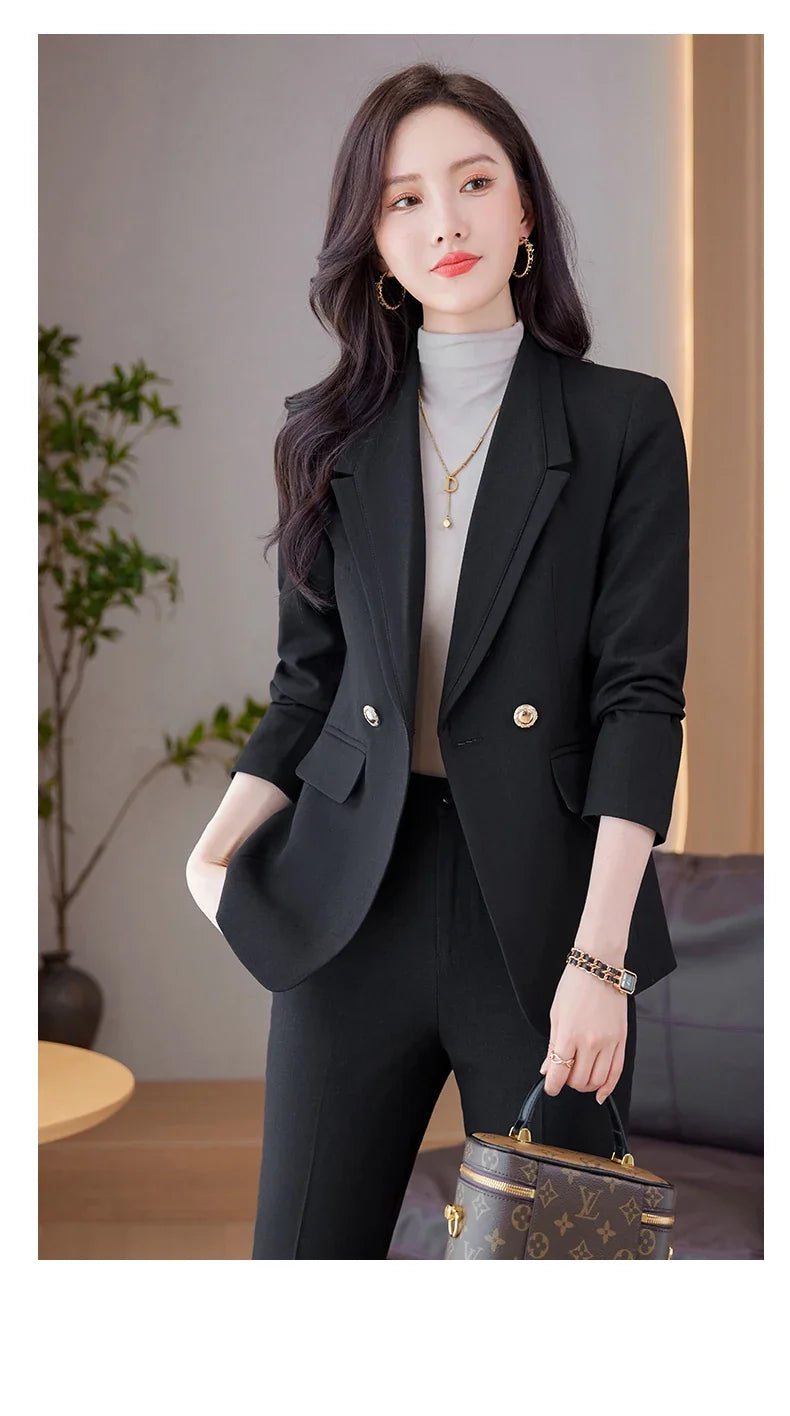 Professional Long-Sleeved Trouser Suits for Women, Fashionable Trousers, High Quality, Show, Elegant, New, Autumn and Winter