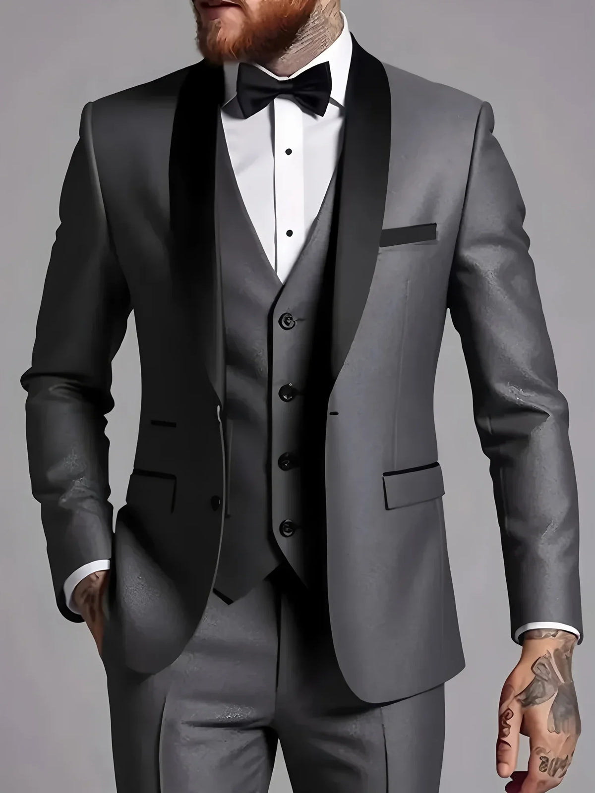 Veste Gilet Pantalon Couleur Unie Costume Homme Formel Business Bureau Marié Mariage Fête Blazer Gilet Pantalon Smoking
