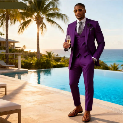 Jacket Pants with Vest 3 Piece Wedding Suits for Men Single Breasted Peak Lapel Regular Length Male Suit Costume Homme