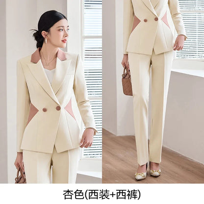 Fashionable professional women's attire, exquisite elegant two-piece pant + suit jacket. 2025 autumn winter new styles